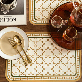 欧式复古皮革餐垫美式轻奢家用西餐垫隔热餐桌防滑垫防水防油桌垫西罗