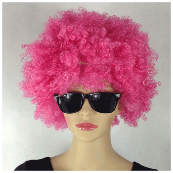 大爆炸头假发男女通用舞台舞会演出搞笑表演摇滚假发套粉色