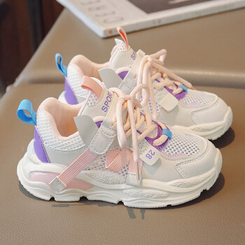 永高人女童鞋子夏款2024新款儿童网面透气老爹鞋潮中大童跑步运动鞋