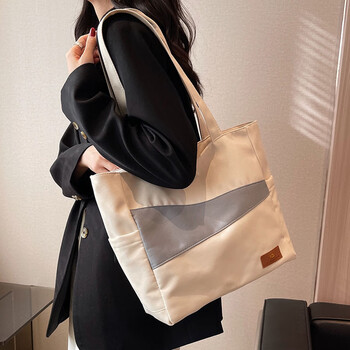 西贝沁法德陆帆布包女大学生手提托特包百搭大容量上课包休闲简约通勤