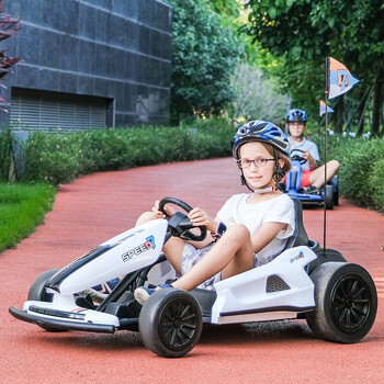 360度漂移电动车送孩子小朋友礼物24v7a单电双驱漂移轮750塑料座白