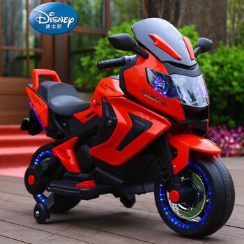 迪士尼 孩子好玩的儿童电动摩托车2-9岁男女孩宝宝可坐人充电早教玩具