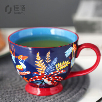 佳佰 美式马克杯陶瓷杯子早餐牛奶麦片咖啡杯 男女情侣杯 大容量办公茶水杯子400毫升