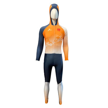 成人儿童大道速滑服短道连体花样滑冰服速滑服可定制logo 姜黄色 xxxs