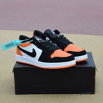 鞋low低帮板鞋休闲中大童运动鞋扣碎篮板男女运动nikeaj低帮白黑桔36