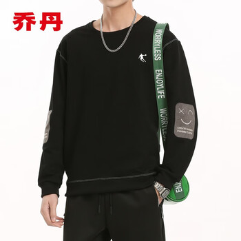 中国乔丹乔丹卫衣男2023春秋新款长袖恤男装衣服潮流大码秋冬加绒加厚