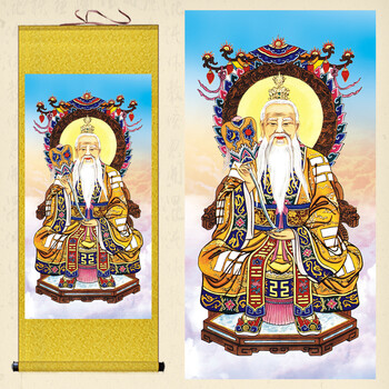 木子欣欣太上老君画像道教神像老子骑牛图卷轴画太道天尊供奉结缘挂画