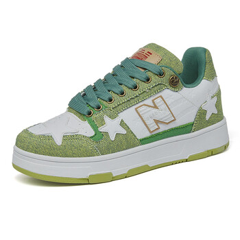 系列舒适百搭休闲板鞋秋冬季新款情侣轻便运动鞋 白绿 35【图片 价格