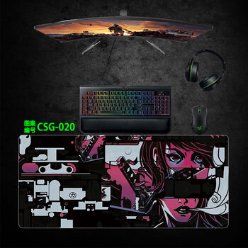 野荷csgo细面qck鼠标垫印花集fps游戏电竞滑鼠hkfz csg-020 黑色魅影