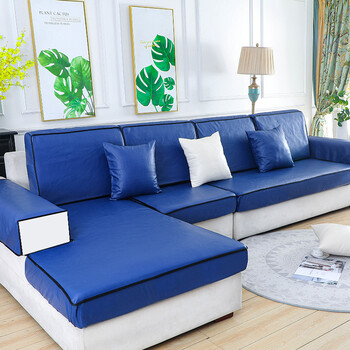 沙发垫子防滑四季通用隔尿防水实木巾罩套全包定做简约轻奢蓝色水洗皮