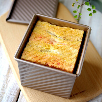 学厨 正方形波纹滑盖吐司盒 低糖节能250g不粘土司盒 空气炸锅适用