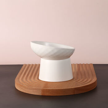 宠物碗陶瓷猫碗狗碗斜口高脚碗猫食盆保护脊椎扁脸双碗宠物用品白色斜