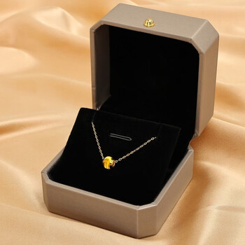 周大福转运珠吊坠999硬金项链女18金锁骨链轻奢生日送朋友 转运珠吊坠