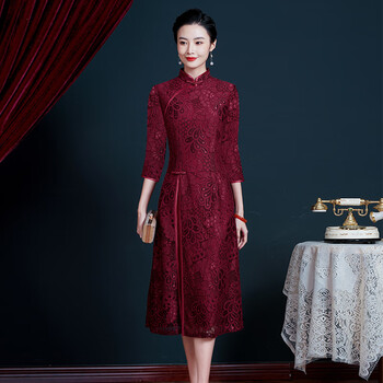 语禾恬婚礼妈妈装高档礼服小个子穿改良旗袍复古年轻喜婆婆婚宴装高贵