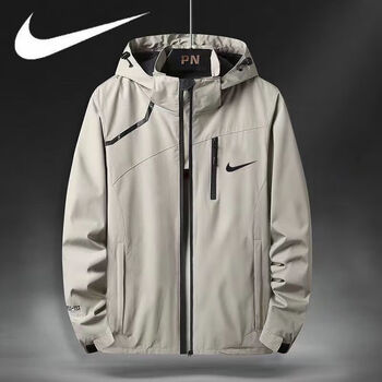耐克nike冲锋衣男秋冬加厚款户外大码宽松防风防水连帽夹克上衣外nk