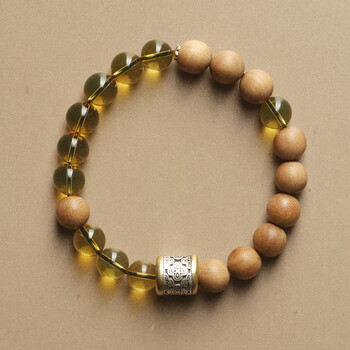 亚梵尼沉香设计师款天然印度老山檀香木手串双拼蓝珀手链女事业健康