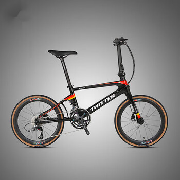 泊威尔碳纤维折叠自行车成人bike车22寸小轮城车变速山地车茆蹇黑红22