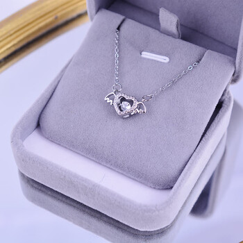 周生生专柜925跳动的爱心天使项链女ins风潮轻奢小众甜美气质锁守护小