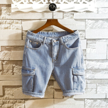 牛仔短裤男三分裤   夏天紧身社会人破洞男精神小伙三分薄款半截中