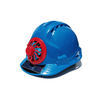 工者abs太阳能带风扇安全帽 夏季透气工地遮阳降温防晒帽子太阳能风扇帽（蓝）CC-31