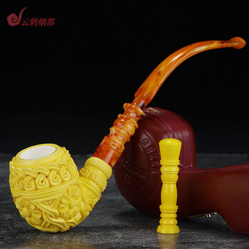 土耳其进口海泡石烟斗kudret大师手工雕刻斗长杆丘砍德花2#烟斗 商务