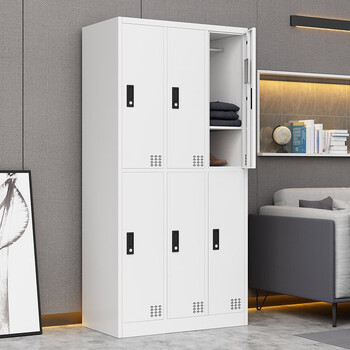 办公室带锁衣柜暖白六门衣服柜