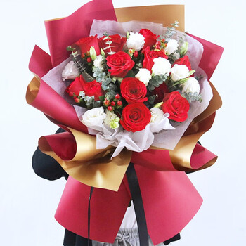 香槟红玫瑰花束礼盒求婚表白生日礼物康乃馨全国同城配送花店送花上门