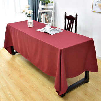 色棉麻会议桌桌布布艺长方形感防水甜品台办公桌茶桌大台布 红色 100*