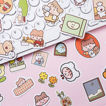 40枚手帐贴纸日系卡通少女心可爱小清新素材diy手账贴纸包小图案卡通