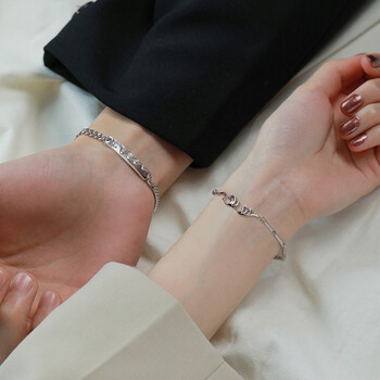 情侣银手链女一对情侣款手镯小众设计纪念好物圣诞礼物送男友 情侣一