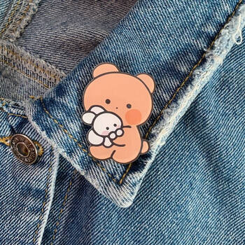 ins韩版可爱小女孩卡通兔子可爱胸针徽章少女心亚克力装饰配件拥抱
