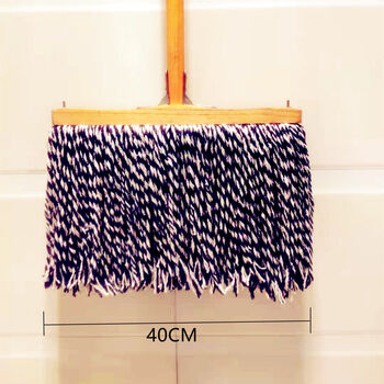 鹿色棉线拖把木杆家用老式物业公司保洁大号墩布棉纱排拖平板地40厘米