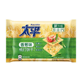 太平 健康 无蔗糖 苏打早餐饼干 香葱味 囤货休闲零食400g(新老包装随机发货)