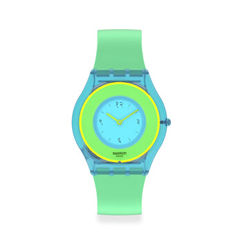 斯沃琪swatch瑞士手表女男手表设计师合作款石英腕表绿色纱丽ss08z100