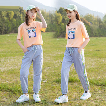 黄花地初中女生夏天套装短袖初中生夏装少女休闲运动套装女学生网红七