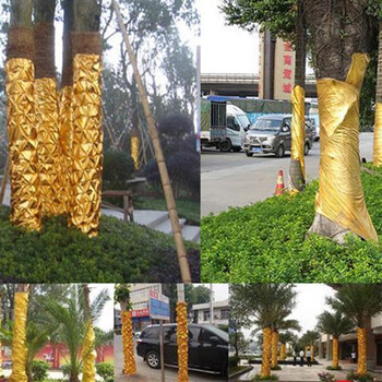 金箔布包树包柱子金布褶皱金箔布舞台金蛋婚礼金黄色树干包装布包树