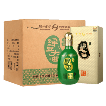 泸州老窖绿豆大曲礼盒装喜宴送礼佳品露酒500ml宝石豆518度整箱6瓶装