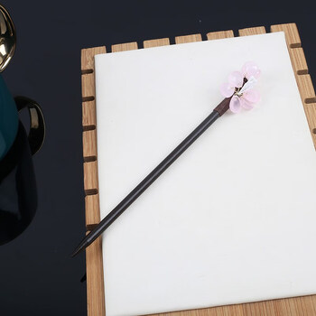 棣高烟雨发簪古风简约盘发汉服珍珠流苏旗袍古典发钗簪子桃木质转运簪