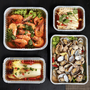 京东京造 锡纸盒外卖烧烤打包盒 一次性餐盒22.8cm/20只装