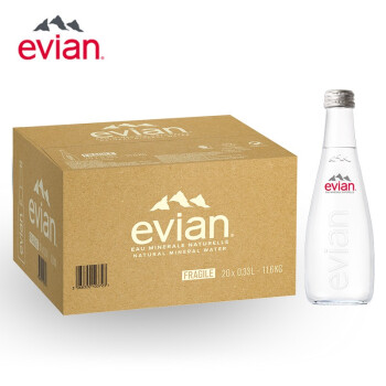 法国原装进口 依云（evian）天然矿泉水 330ml*20整箱玻璃瓶