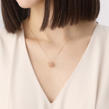 周生生新年礼物玫瑰金v&a系列完美桂冠皇冠玫瑰金彩金钻石项链女