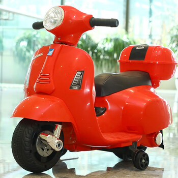 儿童电动车摩托车两轮车玩具车可坐小孩男女宝宝电瓶车充电 萨洛红