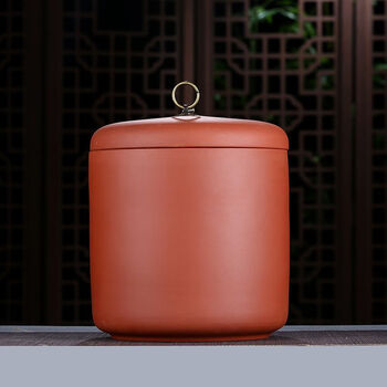 万园琦宜兴紫砂茶叶罐大号码普洱七饼罐储茶缸醒茶罐茶盒茶叶桶陶瓷