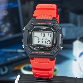 卡西欧(casio)嫩色复古运动小方块电子手表ins百搭休闲防水表w218hc