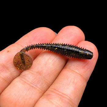 假饵路亚疯子螺纹t尾4cm微物根钓小软饵20条石九公翘嘴红眼罗非 鬼魅