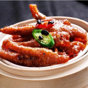 i花生凤爪茶楼广式酒楼早茶点心豉汁酱香凤爪港式茶点速冻早餐 酱香