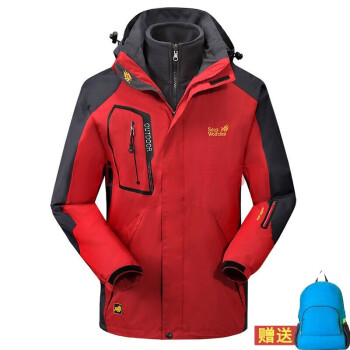 森州狼爪户外西藏风衣冬季两件套冲锋衣男女加绒加厚登山外套印制logo定制团购工作服 1201男大红色bn 6XL