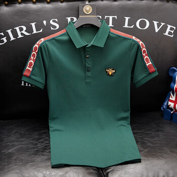 路易菲迪尼欧货高端2023新款酷奇小蜜蜂短袖polo衫男修身男士翻领潮男