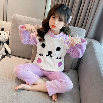 宽松舒适两件套2020韩版宝宝小女孩卡通长袖紫色90建议身高85cm左右