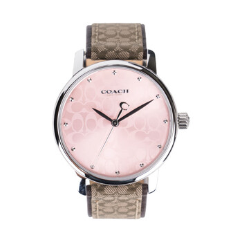 蔻驰coach蔻驰女士时尚欧美手表牛皮革表带14503873卡其色30mm